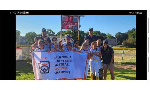 2023 8-10 Year Old Softball Section Champs